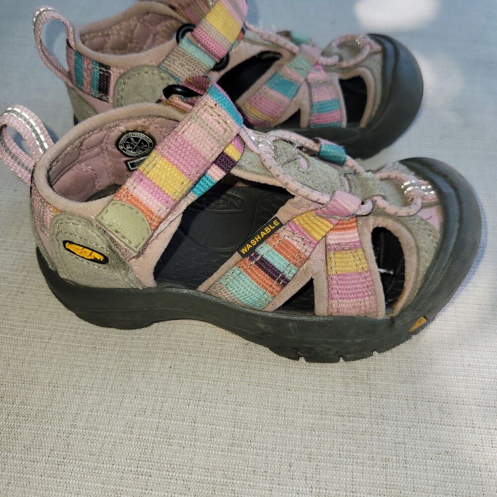 Sz 8 Girls Keen Newport H2 Hike Multi Color Canvas Toddler Water Sandal Rainbow